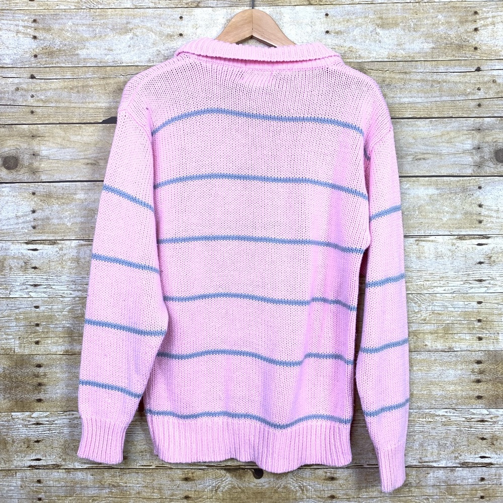 Helium Vintage Acrylic Striped Sweater Pink Grey - Picture 2 of 5
